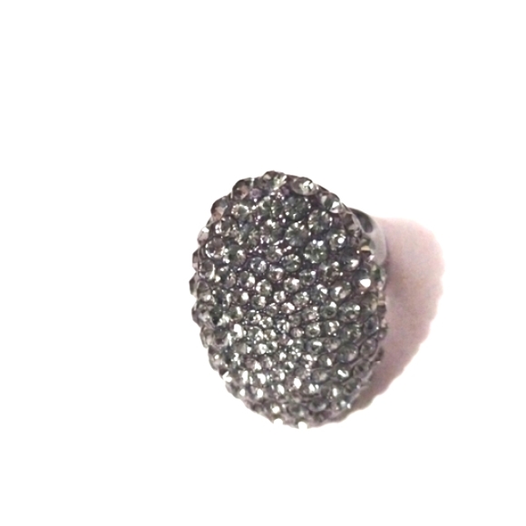 AKKAD GUNMETAL FINISH PAVE CRYSTAL COCKTAIL RING - SIZE 9 - Picture 6 of 7